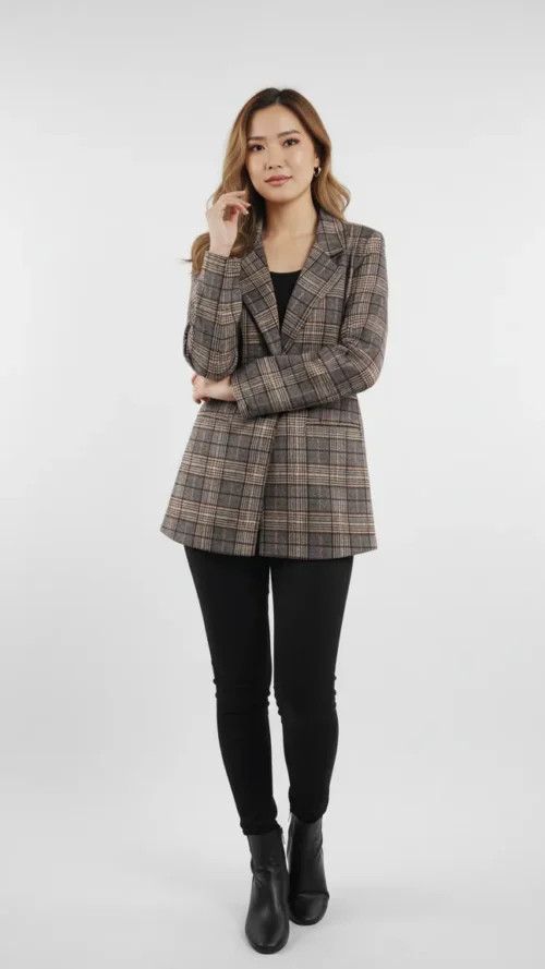 Blazer à motifs tartan chic