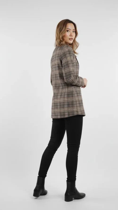 Blazer à motifs tartan chic