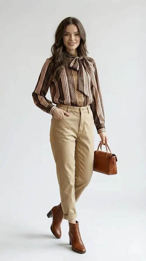 Blouse satinée col lavallière