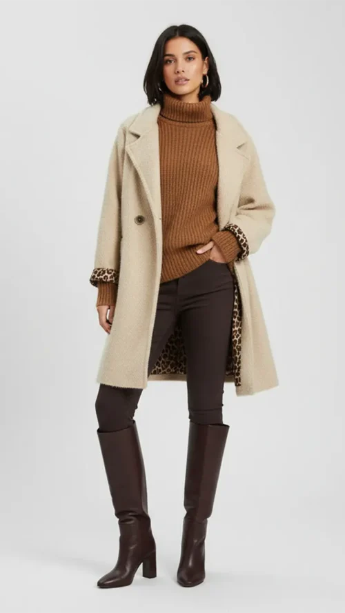 Manteau long oversize beige