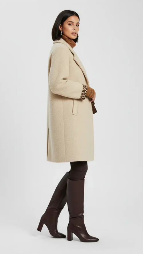 Manteau long oversize beige