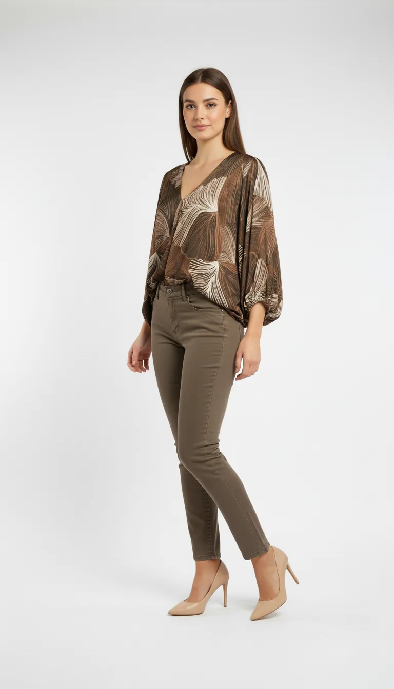 Pantalon slim femme couleur taupe