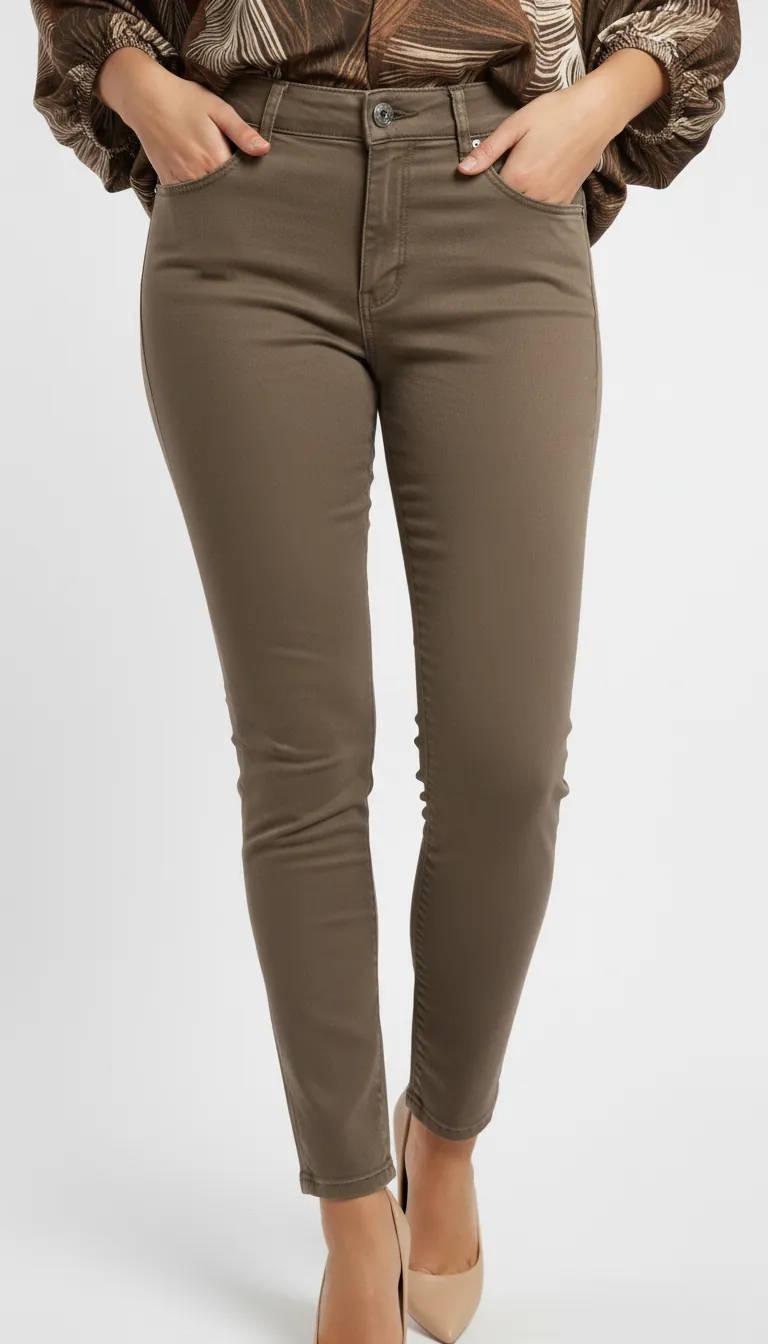 Pantalon slim femme couleur taupe – Image 3