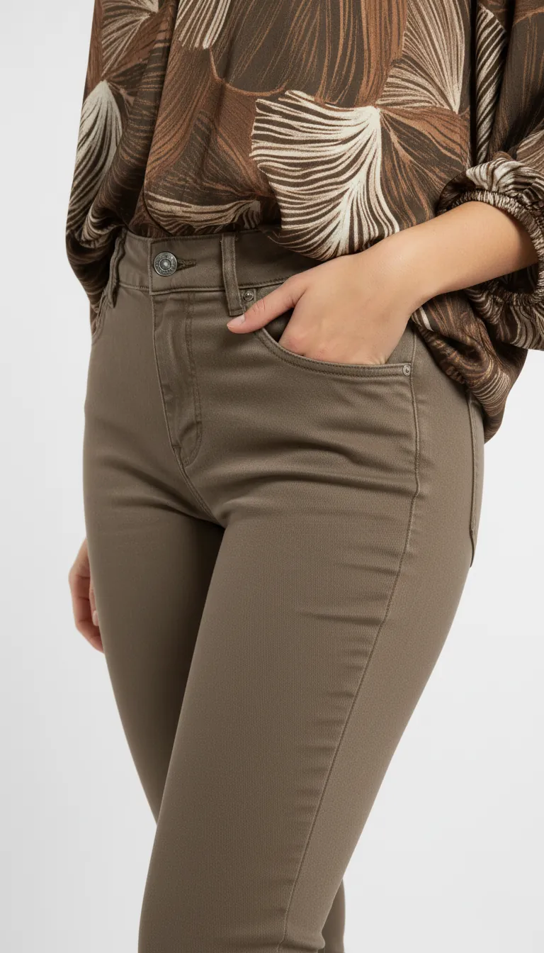 Pantalon slim femme couleur taupe – Image 4