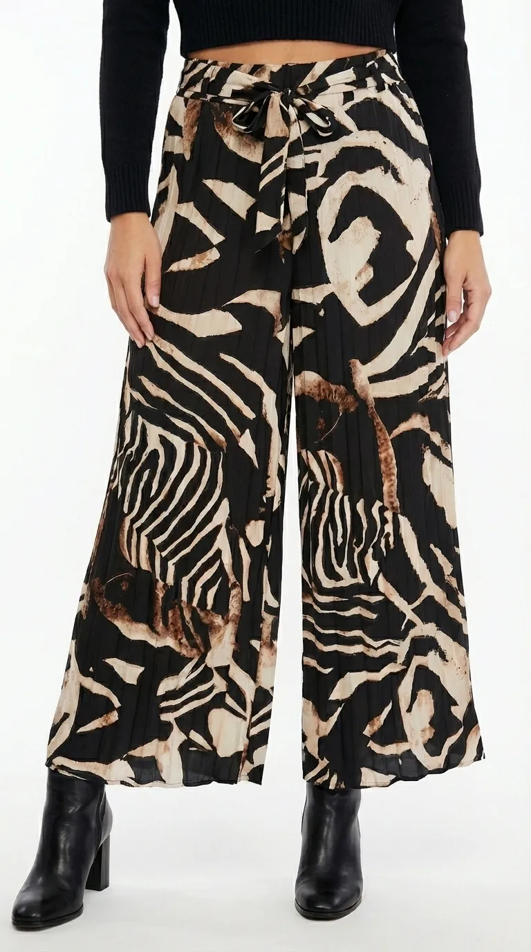 Pantalon femme fluide plissé à imprimé – Image 4
