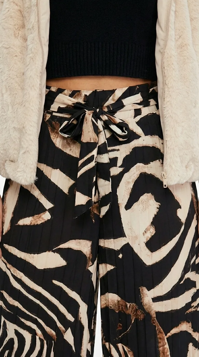 Pantalon femme fluide plissé à imprimé – Image 3