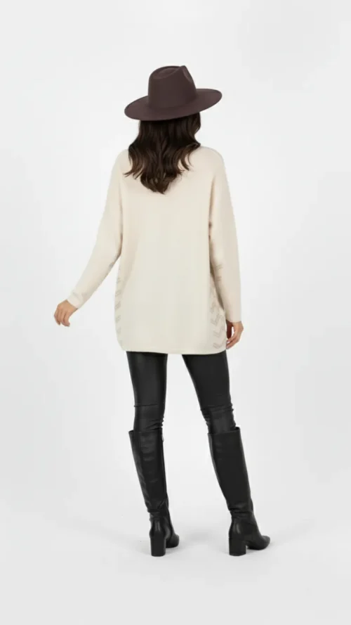 Pull ample femme col V en maille douce