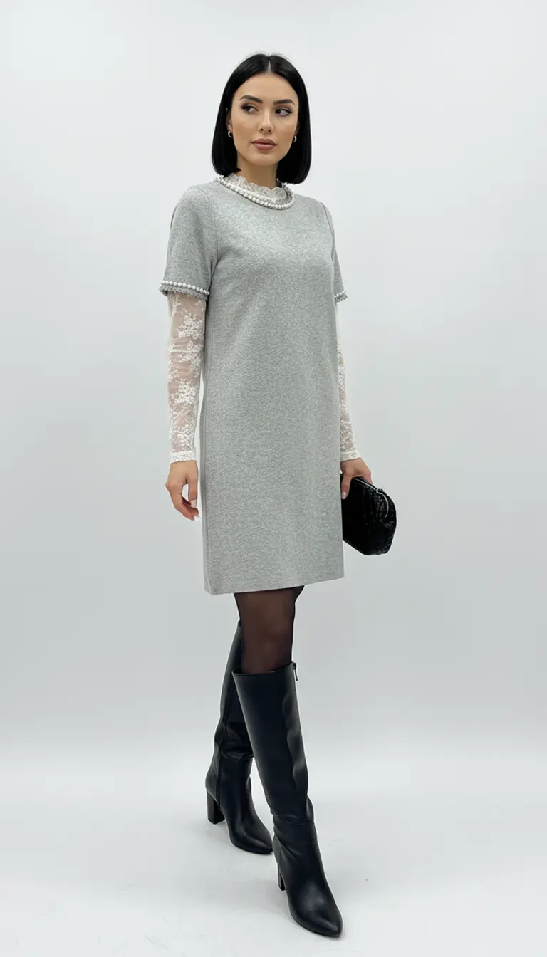 Robe courte femme en maille douce – Image 3