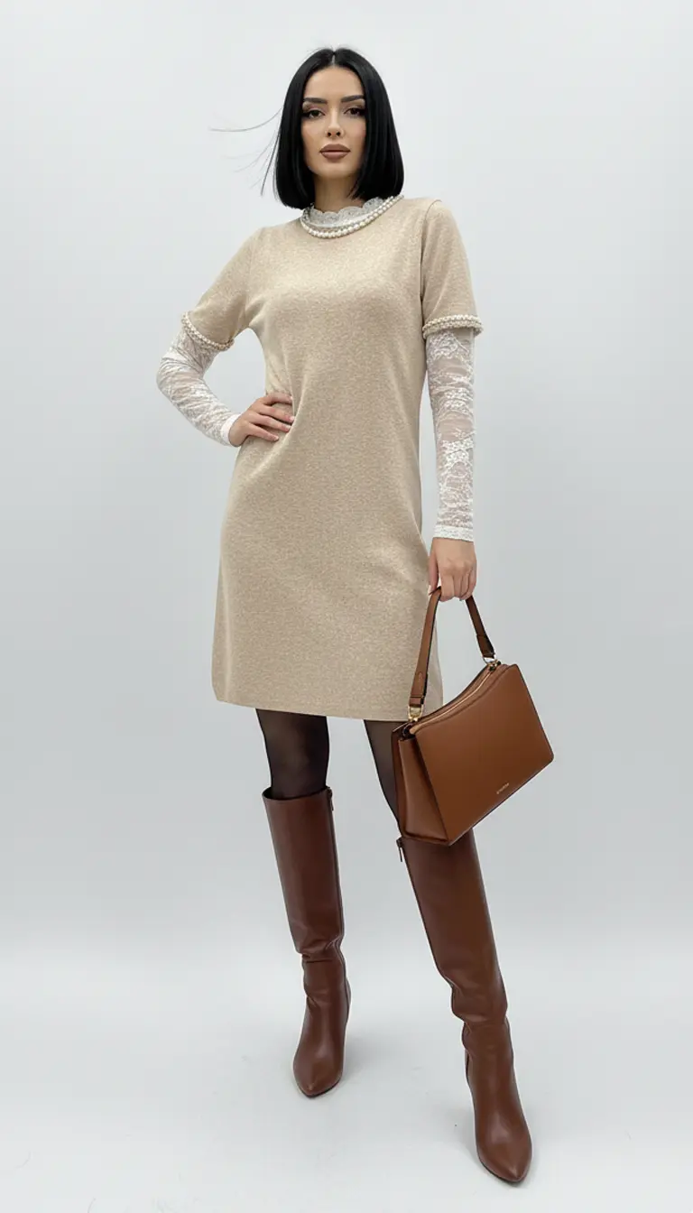 Robe courte femme en maille douce – Image 4