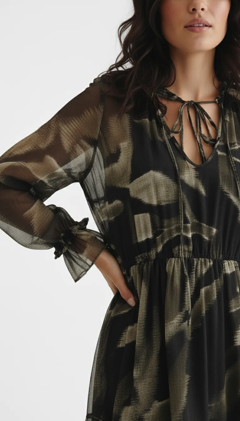 Robe courte femme voile fluide imprimé – Image 4