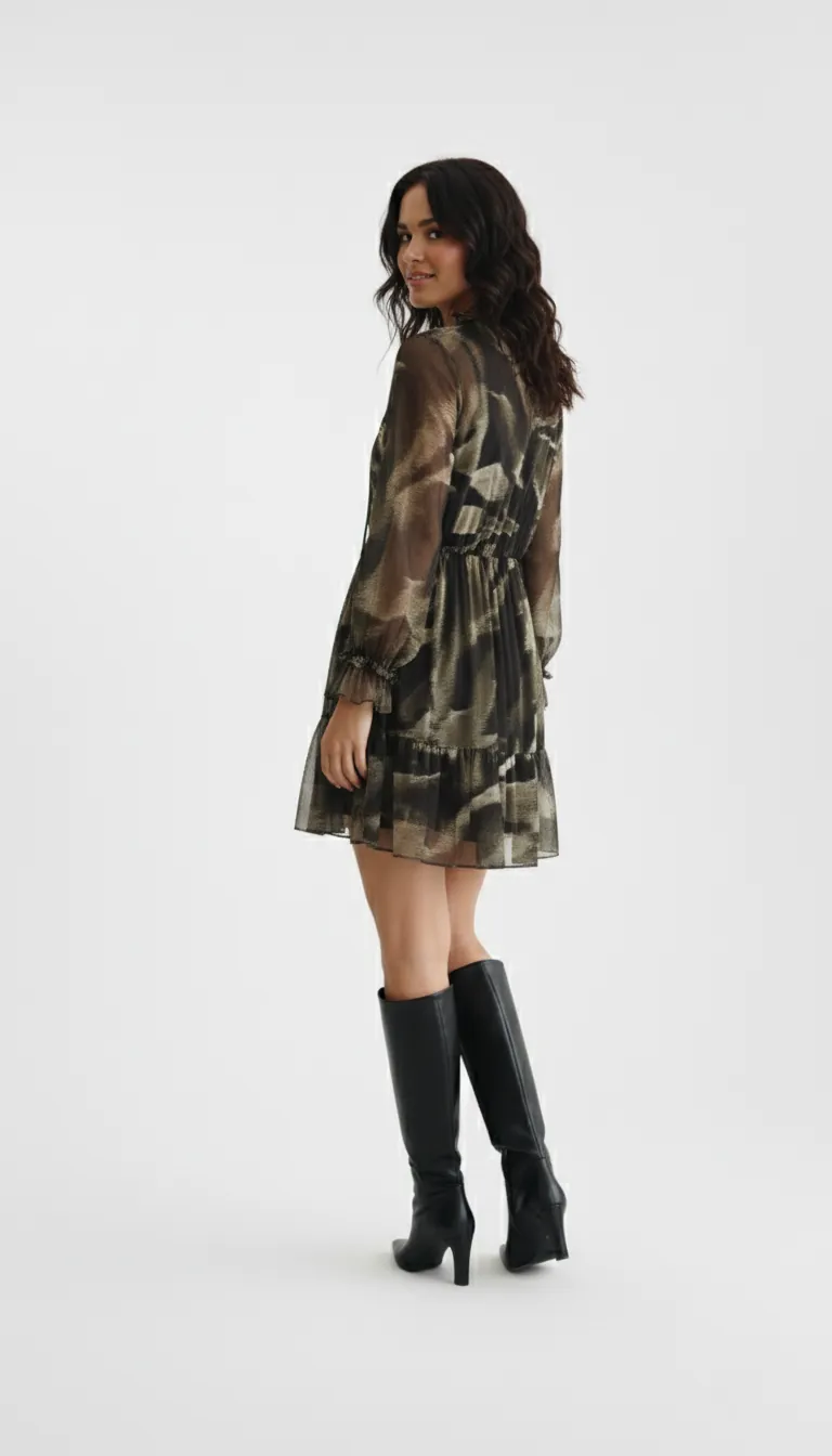 Robe courte femme voile fluide imprimé – Image 2