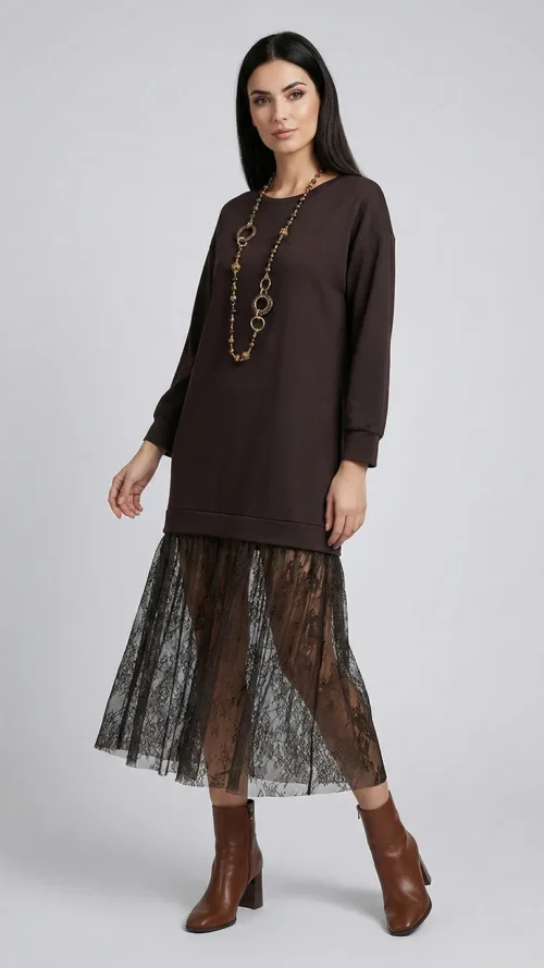 Robe longue bi-matière