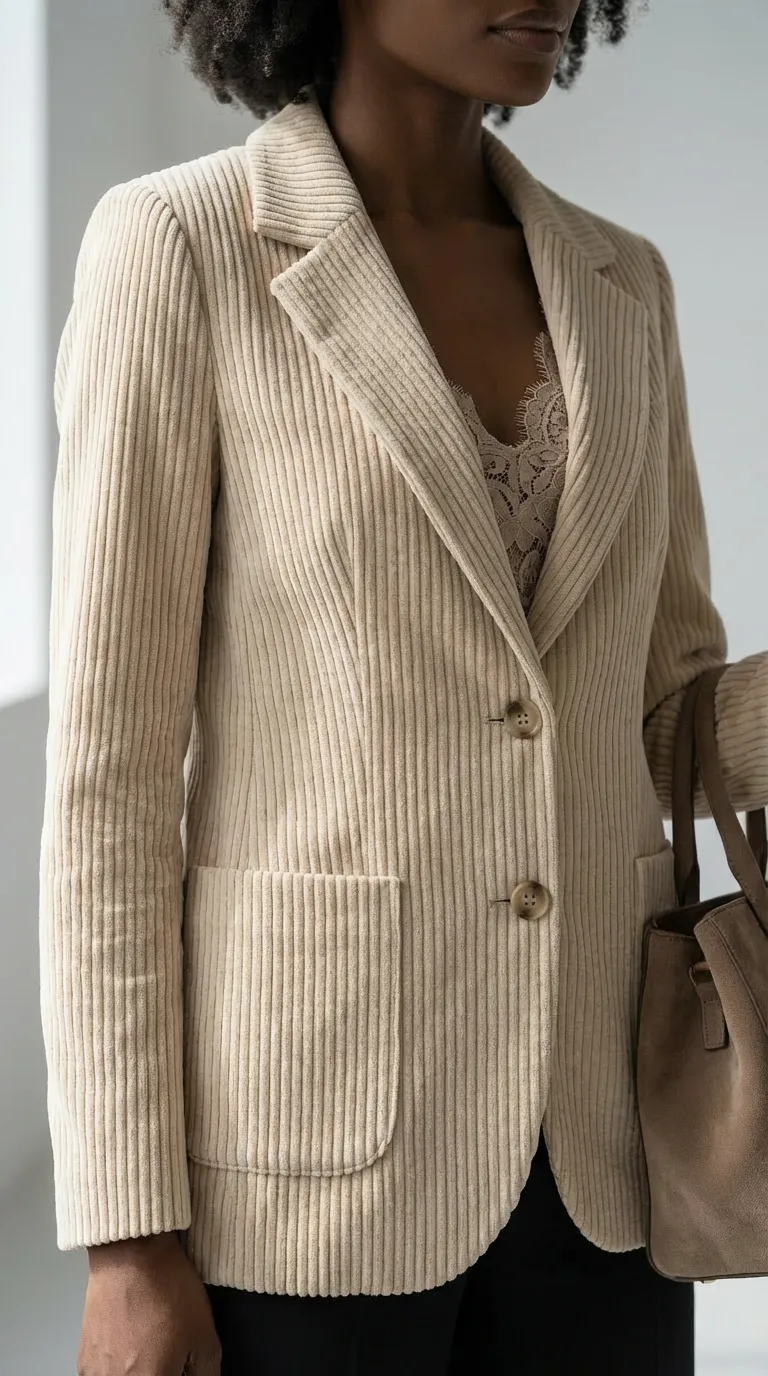 Veste en velours côtelé écru – Image 3