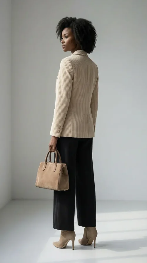 Veste en velours côtelé écru