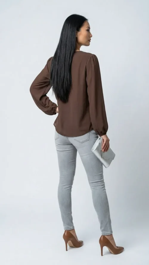 Blouse femme en voile chocolat