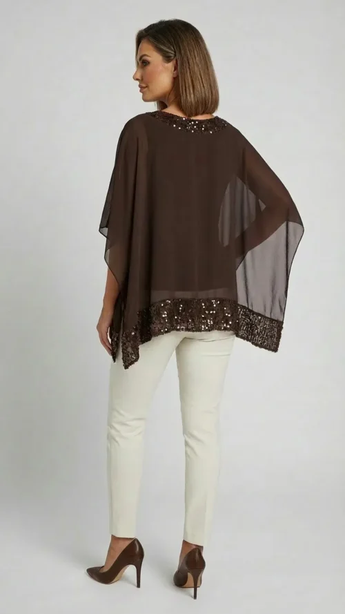 Blouse femme en voile, velours et sequins