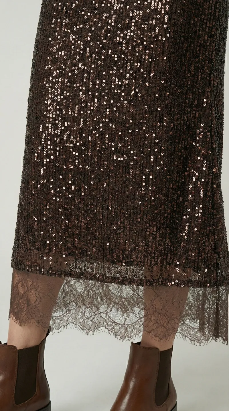 Robe longue sequin et dentelle – Image 5