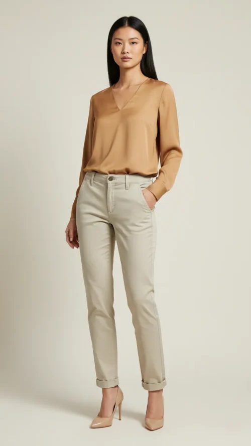 Pantalon chino beige