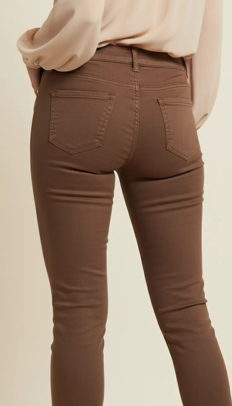 Slim taille haute camel – Image 4