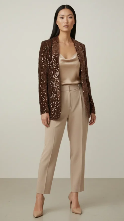 Veste marron velours et sequin