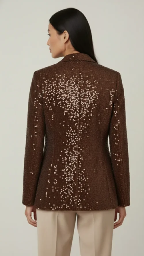 Veste marron velours et sequin