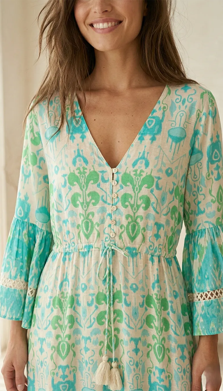 Robe Longue Boho-Chic "Aura Turquoise" – Image 6
