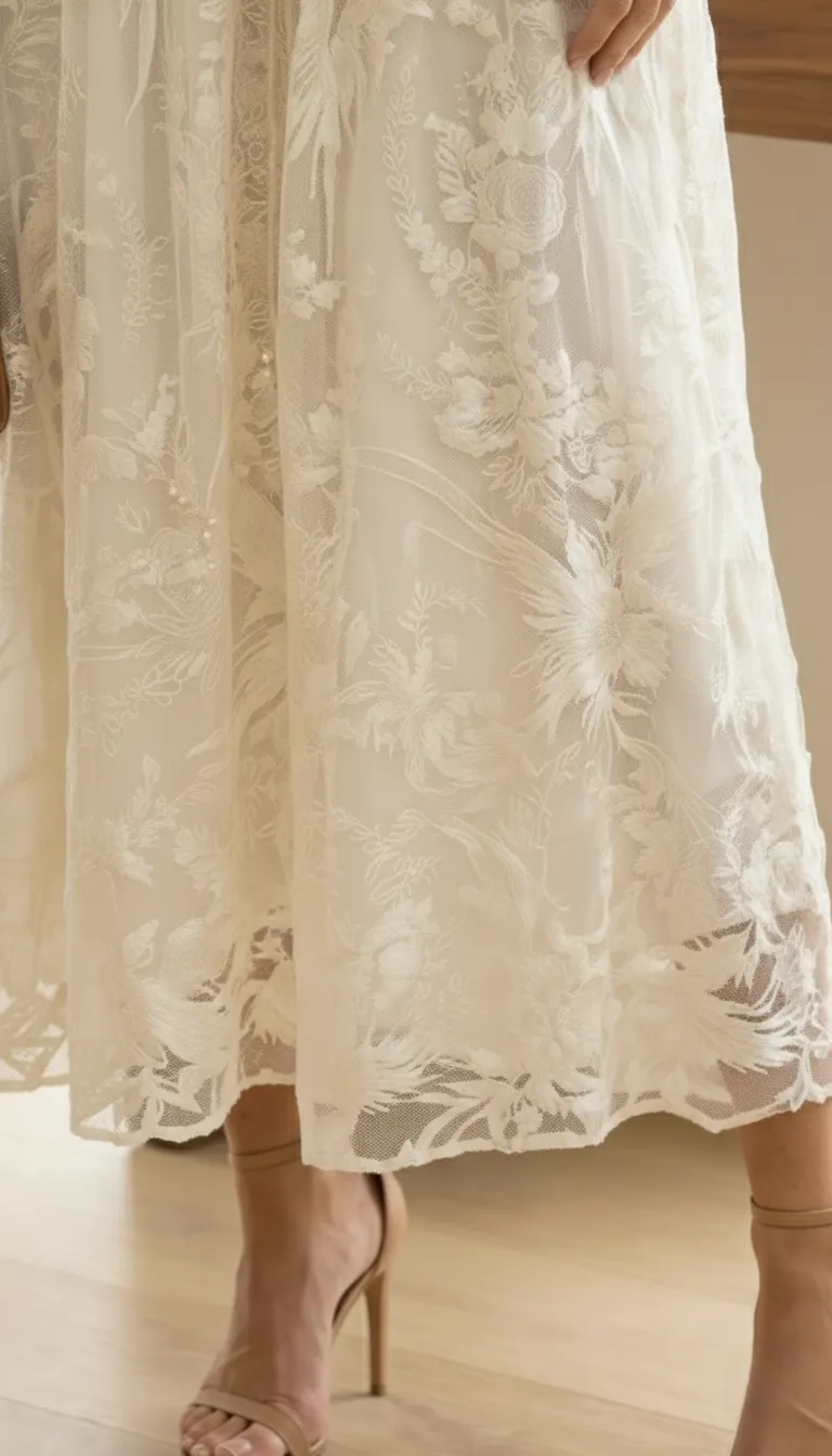 Robe Longue Dentelle Bohème Ivoire – Image 6