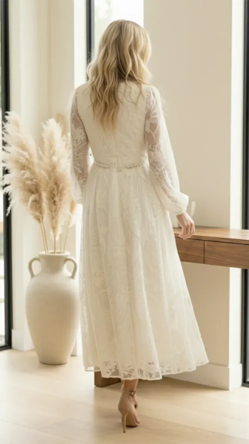 Robe Longue Dentelle Bohème Ivoire