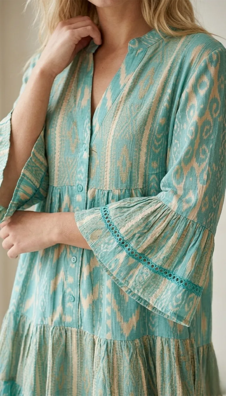 Robe Courte à Volants Turquoise – Image 3