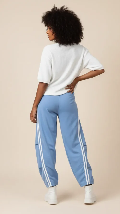 Pantalon Jogging Sporty Chic à Bandes Blanches