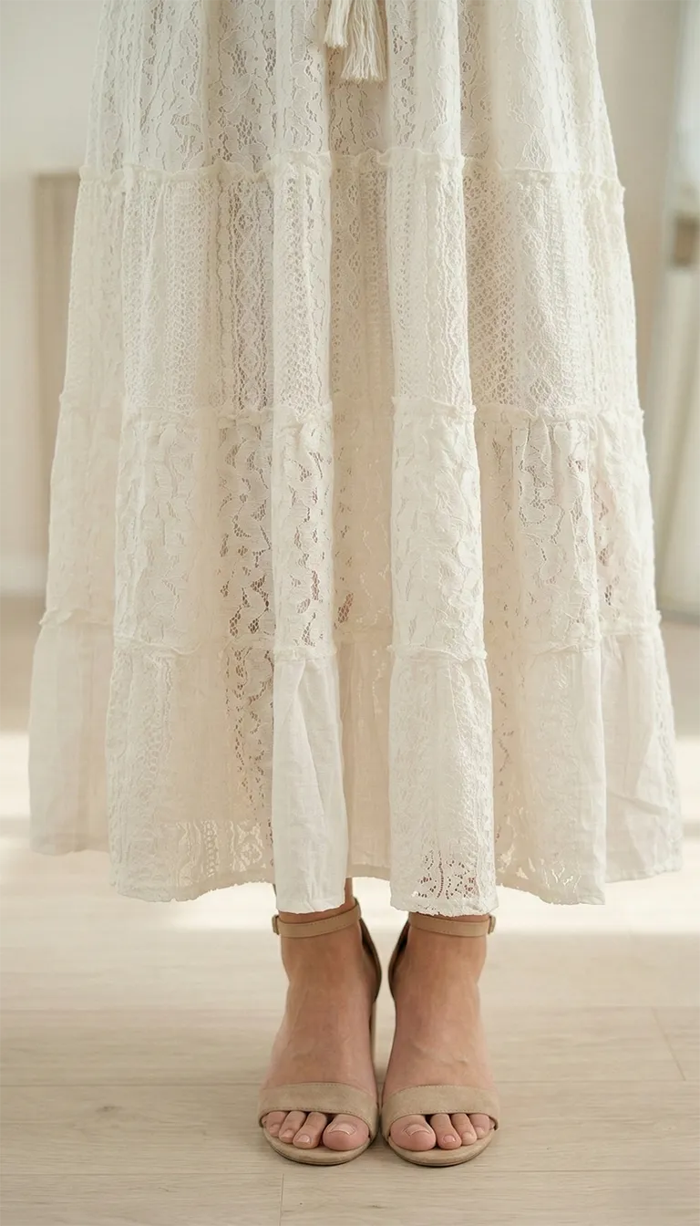 Robe Longue Bohème en Coton et Dentelle – Image 6